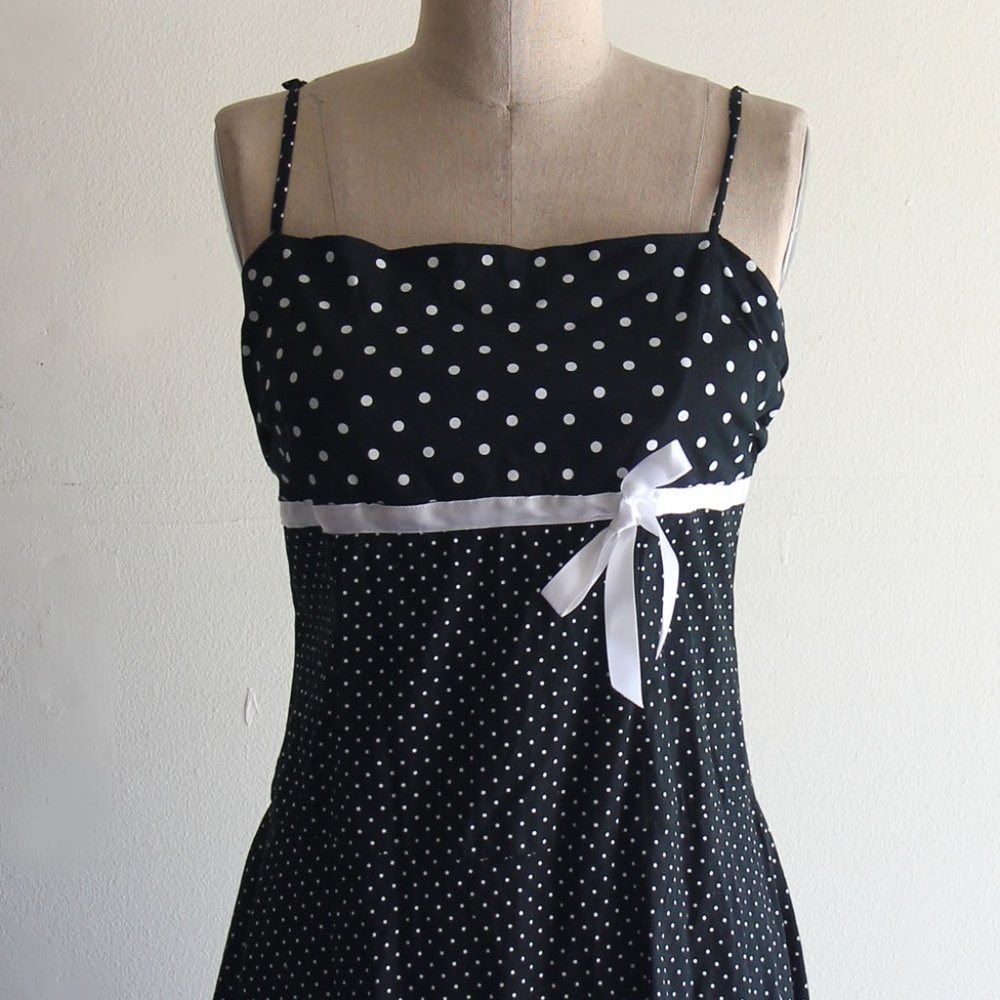 Black polka dot Empire Sun dress Medium - Picture 8 of 8